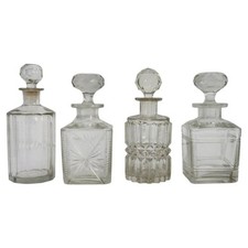 Four Vintage Dimiutive Cut & Pressed Glass Spirit Decanters c1940 picture