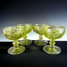 Imperial Glass Provincial Green Sherbet Champagne Glasses Thumbprint Set 4 Pcs picture