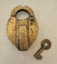 Antique Slaymaker U.S. B.I.A. Government Brass Paper Seal Padlock w/ Key picture