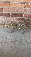 (2) MCM SUNBURSTS WALL ART SCULPTURE 9 1/2 ” METAL & Acrylic STARBURST (2) picture