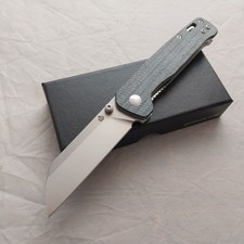 QSP Knife Penguin V2 Linerlock Denim Micarta Folding D2 Steel Knife 130V2B1 picture