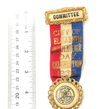 1930 COMMITTEE City of Elizabeth NJ Independence Day Celebration Pin Ribbon picture