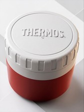 Vintage 70s Thermos Model 1155 Insulated Food Soup Jar Red White USA Lunchbox picture