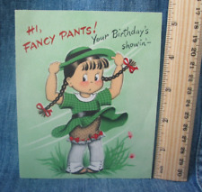SUSIE-Q GIRL PANTS FALLING DOWN Vintage Norcross Greeting Card 40's 50's APS4 picture