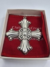 925 1985 Reed And Barton Sterling Silver Cross Ornament Orig Box 12g picture