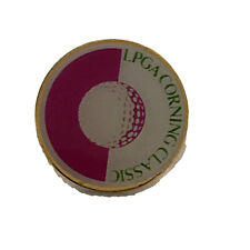 LPGA Corning Classic Lapel Hat Pin Golf Pink White Green Gold Tone Back picture