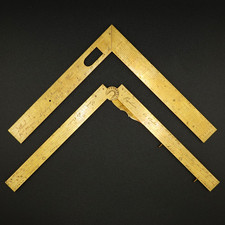 c1800, ANTIQUE FRENCH BRASS GUNNERS SECTOR RULE AND SQUARE SET, LEREBOURS PARIS picture