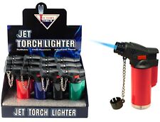 (12) Solid Color Side Torch Lighter Adjustable Windproof Butane Refillable picture