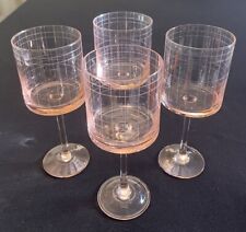 Studio Nova Park Avenue Grid Pink Goblet / Wine Glass 8” Set 4 MCM Flat Bottom picture