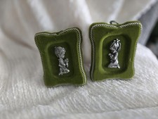 VTG 1960s Set of Genuine Italian Pewter Green Velvet Kneeling Praying Children picture