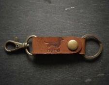 Dachshund Keychain With Clip Light Brown Leather Handmade picture