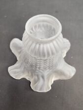 Vintage Art Deco Frosted Ruffled Glass Light Shade Clear Weave Pattern picture
