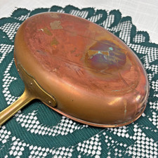 Vtg Tagus Portugal Solid Copper Oval Fish Saute Pan 10