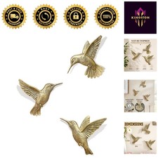 Set of 3 Vintage Gold Hummingbird Wall Art - Elegant Indoor & Outdoor Decor picture