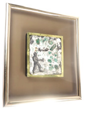 Colombian Emerald Picture with Natural Crystals and Carved Miner Handmade Muzo picture