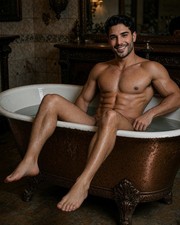Gay Interest Male Latino Beefcake Physique Shirtless Hunk Reclining M007863 picture
