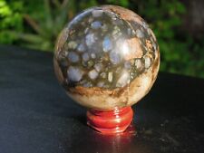 225g Natural Ocean Jasper Sphere Polished Quartz Crystal Ball w/STAND - 56mm picture