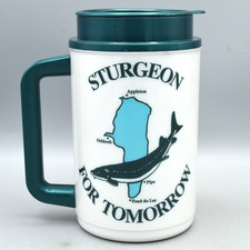 Sturgeon for Tomorrow Travel Mug Vintage Whirley 1990s Wisconsin Spear Fishing picture