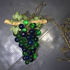 Vintage Hang Swag Lamp 15” Mid Century Lucite Acrylic Blue Green Grape Cluster picture