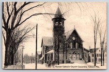 Roman Catholic Church Coxsackie New York Catskill Mountains Winter Snow Postcard picture