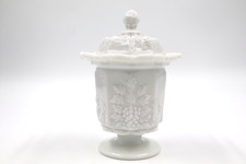 Vintage Westmoreland Milk Glass Covered Candy Dish – Paneled Grape – Pedestal picture
