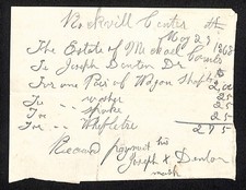 1868 Rockville Centre Wagon Shafts ++ Receipt - Michael Combs Estate picture