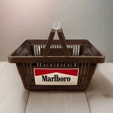 VTG 1988 Marlboro Brown Plastic Shopping Basket Carry Tote Tobacco Advertising picture