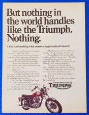 1971 Triumph Bonneville Motorcycle Print Ad Handling History Wall Art Retro Gift picture