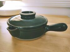 Ironstone Japan Dark Green Ceramic Saucepan With Spout And Lid Very Good Quality picture