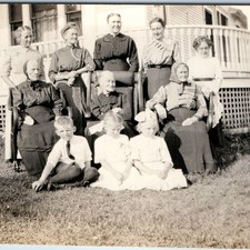 c1910s Multi Generation Family Group Lawn RPPC Antique Porch Photo Postcard picture