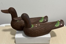 Pair of Korean Wedding Ducks - Traditional Wooden Mandarin Ducks - Marriage Gift picture