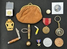 Vintage & Collectible Estate Lot – Militaria, Pocket Knives, Token & Advertising picture