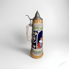HUGE 16.5” Gerz 2L German Beer Stein Tavern Scene Cobalt Blue picture