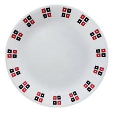Vintage Corelle UpTown red & black square pattern dinner plates picture