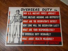 1950 Military Poster Overseas Duty  Ambassadors of Democracy Korean War picture
