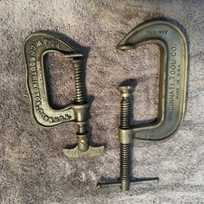  Vtg Antique C-Clamp Lot of 2 PS&W Co 1888 & Cincinnati Tool Co Arma Steel USA picture