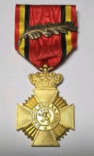 Vtg Belgian Military Medal Ribbon Long Service Award W Rare Gallantry Palm picture