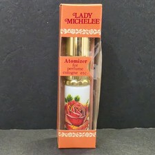 Vintage Lady Michelle Perfume Atomizer Porclain Rose Gold Tone Refillable Spray picture
