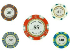 CASH GAME Monte Carlo Poker Chips Bulk - Perfect Breakout for .25/.50 Blinds NEW picture