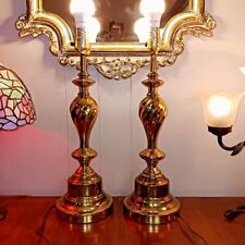 Beautiful Vintage Pair Of Stiffel Style Metal Table Lamps 19