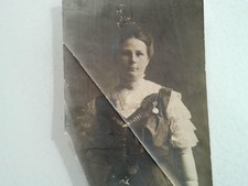 Antique Photo Woman Portrait Emblem Early 1900s Historical Print picture