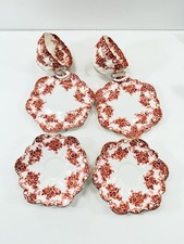 2x Rare Paragon China Trios Antique 1920s Iron Red Gold Floral Tea Cup Sets 689 picture