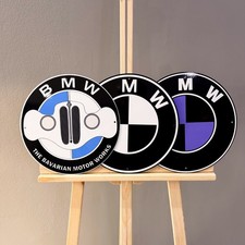 BMW Bavarian Motor Works & Black Purple Logo Metal Sign Set – 30 cm (11.8”) picture