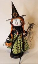 Grimitives Kaf Foley Grimm Handmade Halloween Witch Doll Primitive Folk Art 19” picture