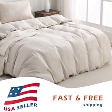 100% Pure Linen Duvet Cover 3 Pcs Set European Flax 1 Duvet Cover 2 Pillowcases picture