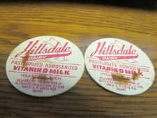 2 Hillsdale Dairy Hillsdale, Mich, milk bottle caps 56mm 1 11/16