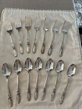 Oneida White Orchid 7 Salad Forks And 7 Spoons Lot Community Silverplate picture