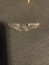 WWII WW2 Air Force Navigator’s Sterling Silver Wings Pin Gemsco Badge 3” Long  picture