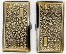Retro Bronze Metal Cigarette Tobacco Case Holder Box for King 100's (2 pack) picture