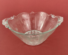 Lancaster Glass LANDRUM Clear Bowl Handled Scroll Cane Polka Dot Depression picture